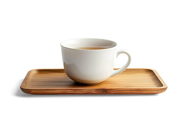 Teacup on Wooden Tray on a transparent background
