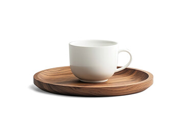 Teacup on Wooden Tray on a transparent background