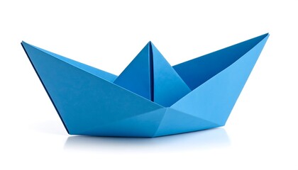 Blue paper origami boat