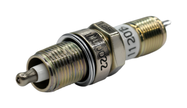 Spark plug installation process in automotive workshop mechanical components detailed guide isolated on transparent background, png