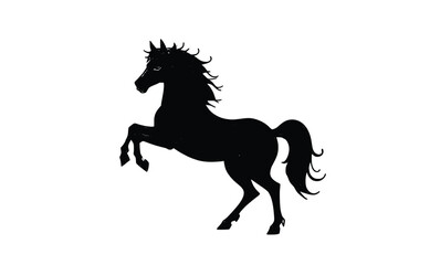 "Rearing Horse Silhouette – Bold Black Vector Graphic"