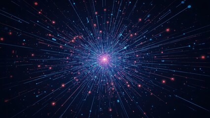Edge Computing. Blue glowing digital particles network, futuristic tec