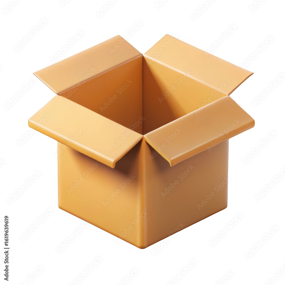 Aufkleber 3d rendered open cardboard box isolated on transparent background