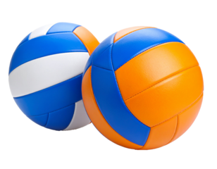Blue and yellow volleyball isolated on white background