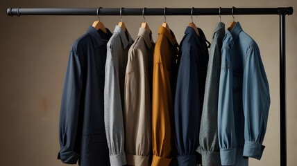 Obraz premium Smart casual outfit hanging on a clothing rack 