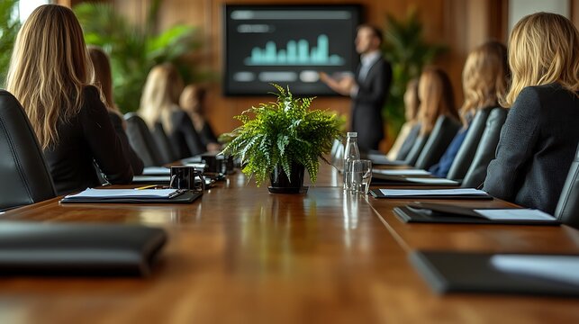 Business meeting in progress at a large conference table.