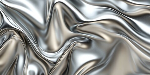 Shimmering silver fabric drapes in flowing folds