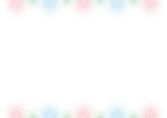 ピンクブルーパステルカラーのふわふわ水玉フレーム枠