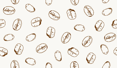 Cute coffee beans pattern background vector design