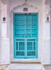 Classic Blue Painted Door, Pushkar, India