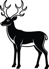 Majestic reindeer silhouette vector illustration