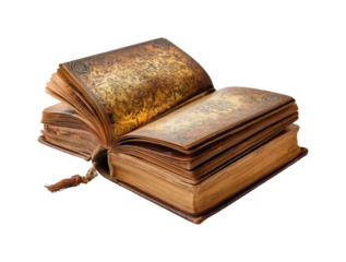 Exploring antique literature library book warm atmosphere heritage isolated on transparent background, png