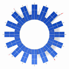 Circular array of blue solar panels