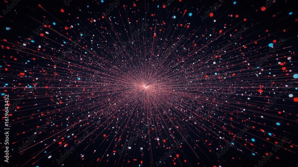 Aufkleber eventdriven. abstract red blue particle explosion digital background c