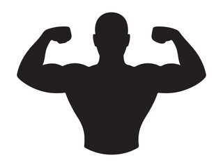 Powerful Silhouette of a Man Flexing Biceps