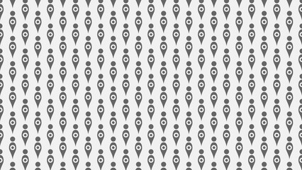 Repeating gray pattern of teardrop shapes with circles on a white background in a seamless design