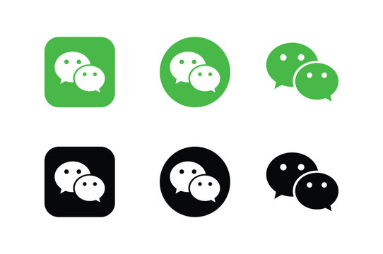 WeChat logo Set, WeChat mobile app icons set isolated on white background, WeChat logo vector illustration.
