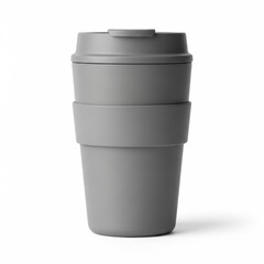 Sleek gray reusable travel mug with lid for eco-friendly on-the-go hydration