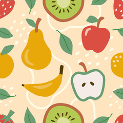 Cute hand drawn fruit seamless pattern