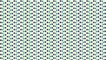 A repeating pattern of dark hexagons and light green circles on a white background surface design