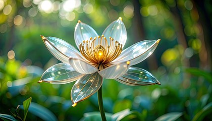 Digital lotus flower in a lush forest