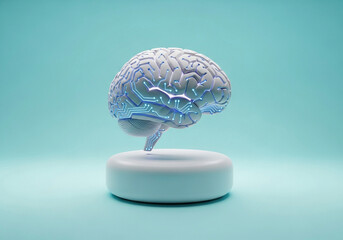 Stunning abstract brain with glowing circuits symbolizes AI innovation and advanced technology concepts