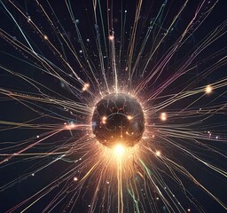 Abstract visualization of artificial intelligence neural network — glowing lines, data particles, digital brain structure