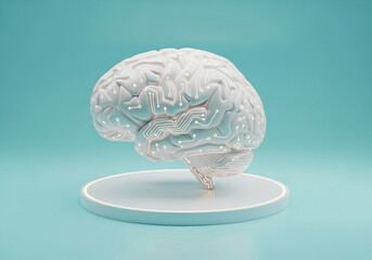 Innovative AI brain concept with glowing circuit pathways symbolizing intelligence and technology advancement
