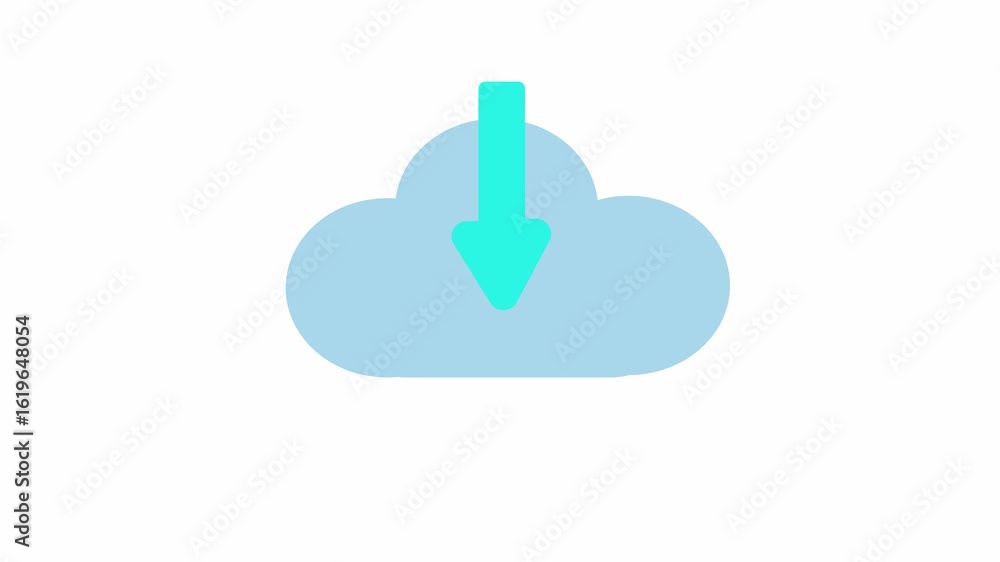 Poster secure data transfer from server to cloud in download icon animation. digital download icon shows da