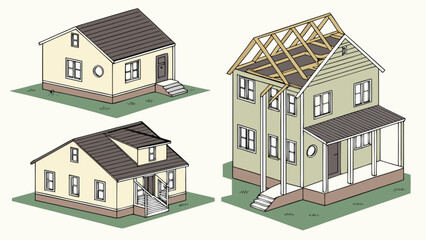 Explore house construction stages and architectural design elements for home building and renovation projects