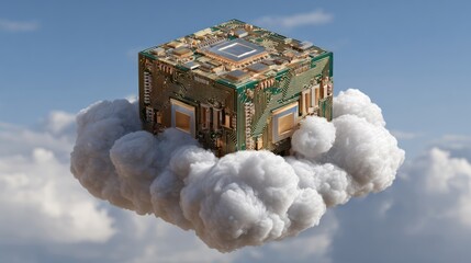 Innovative edge cloud computing technology aerial cloud environment digital content futuristic viewpoint