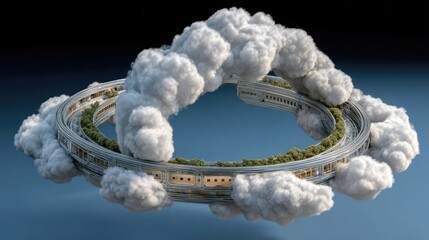 Innovative edge cloud computing architecture futuristic city 3d render digital environment aerial view technology concept
