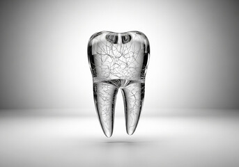 Stunning transparent tooth model revealing intricate internal structure and delicate nerve pathways
