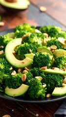 Fresh broccoli and avocado salad with peanuts