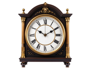 Isolated vintage wooden clock: an antique timepiece with a retro dial, perfect for capturing the essence of old-world charm
