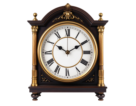 Isolated vintage wooden clock: an antique timepiece with a retro dial, perfect for capturing the essence of old-world charm
