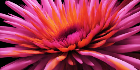 A captivating close-up view of a vivid pink and orange flower, showcasing its intricate details and radiant colors, creating a stunning and artistic visual expression of natural beauty.