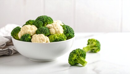 Fresh broccoli and cauliflower in a bowl