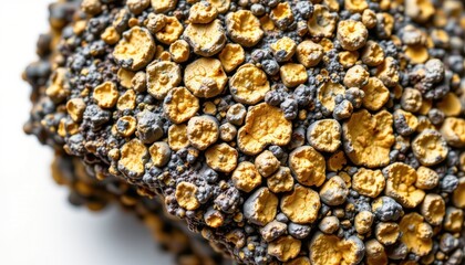 a high resolution, ultra sharp isolated texture sample of lichen crust, placed on a pure white background with no shadow or minimal soft shadows only