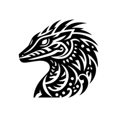 Obraz premium Monochrome tribal lizard head silhouette
