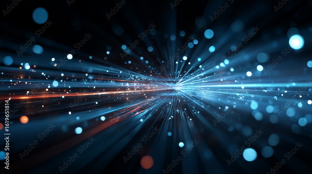 Poster digital light rays and particles in abstract technology background