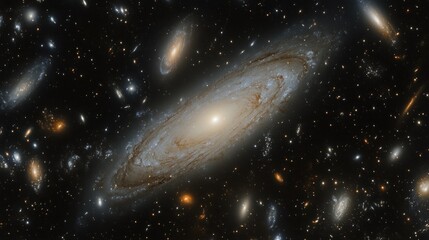 Distant spiral galaxy amidst cosmic dust and stars.