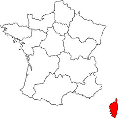Map of Corsica, France map with Corsica highlighted, perfect for infographics, education, editorial and travel design.