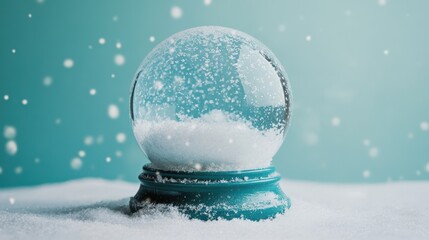 Christmas tree in Glass snow globe on red background, Christmas decorative design with white snowdrift,snowflakes,glow garland,3d decorative garland glow.Xmas Decorations,Vector illustration.