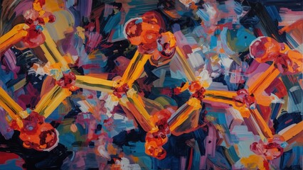 Naklejka premium Lthreonate. Colorful molecular structure, abstract science background,