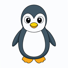 Cute cartoon penguin illustration on white background