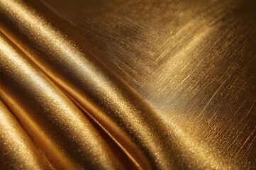 Luxurious Shiny Gold Fabric Close-Up Texture