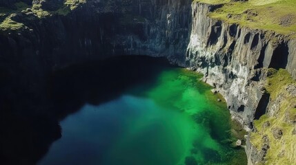 Emerald Pool Nestled Within a Dramatic Cliff Face