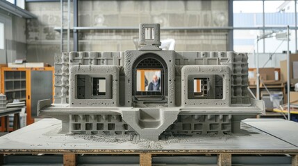 Intricate 3D Printed Sand Mold for Industrial Casting, Architectural Design, and Precision Manufacturing