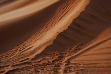 Golden Sand Dune in Desert at Sunrise